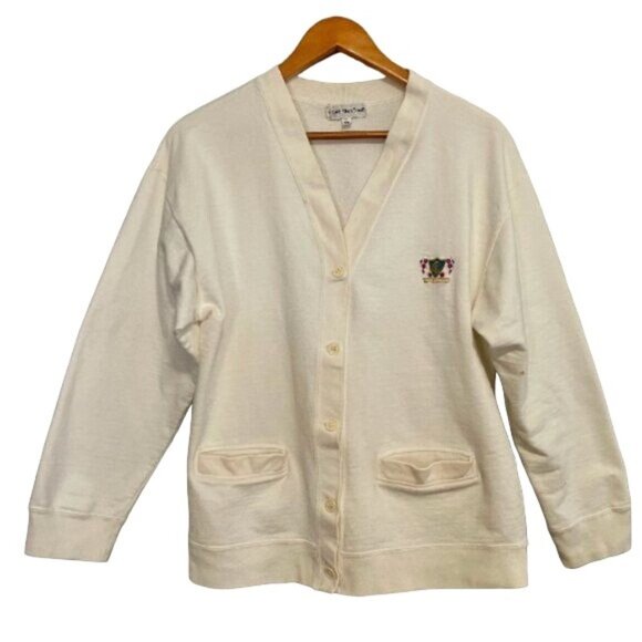 1960s Calvin Klein Varsity Sports Sweater with CK crest size M off white vintage - Picture 1 of 10